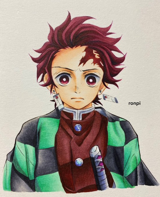 ろさんがTwitterに投稿した竈門炭治郎(鬼滅の刃)のイラスト。