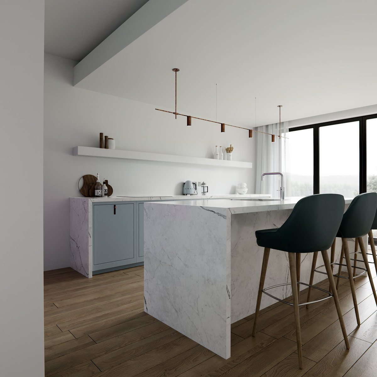 Oh for a kitchen that is uncomplicated and uncluttered!  We take your design (with or without the clutter) and transform into fabbie 3d rendered images your clients' will love❤️Helping your sell more interior spaces #interiordesign #3dkitchens #3dbathrooms #3dbedrooms #archviz