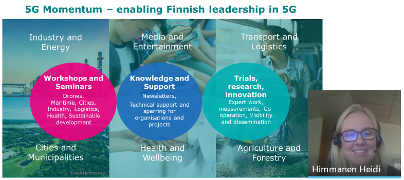 MarjoUP's tweet photo. Juuri nyt: 5G Momentum - Local 5G Networks Forum.
Keskustelutilaisuuden tavoitteena on tukea tutkimus-, kehitys- ja innovaatio-projekteja. Puheenjohtajana @HimmanenHeidi. #5GMomentum #5G https://t.co/fQkpIgdlkq