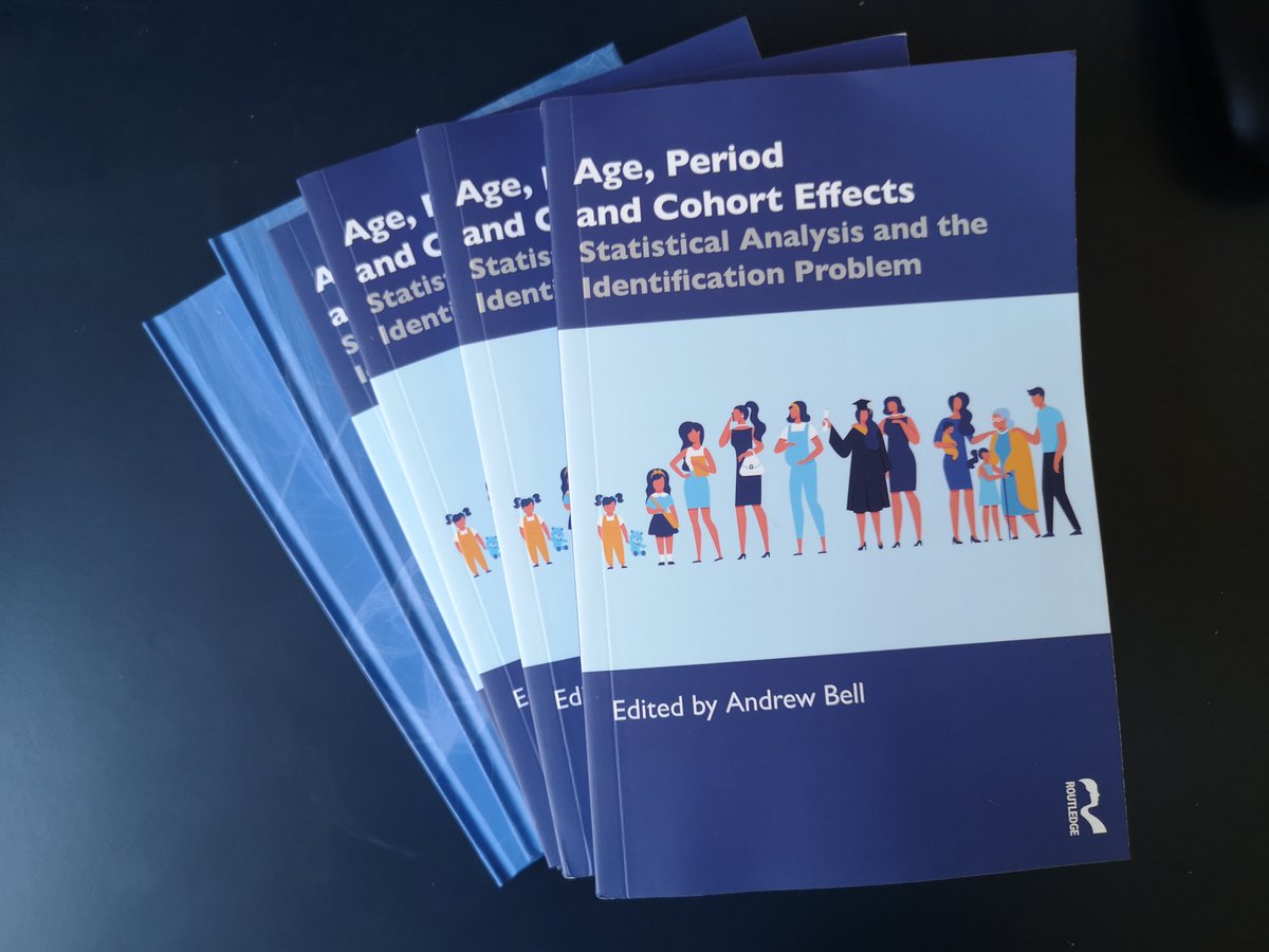 My copies have arrived! So time for a quick summary thread of my new edited book, which looks at a variety of approaches to age-period-cohort analysis. And it’s currently 20% off:  https://www.routledge.com/Age-Period-and-Cohort-Effects-Statistical-Analysis-and-the-Identification/Bell/p/book/9780367174439  @routledgebooks (1/16)