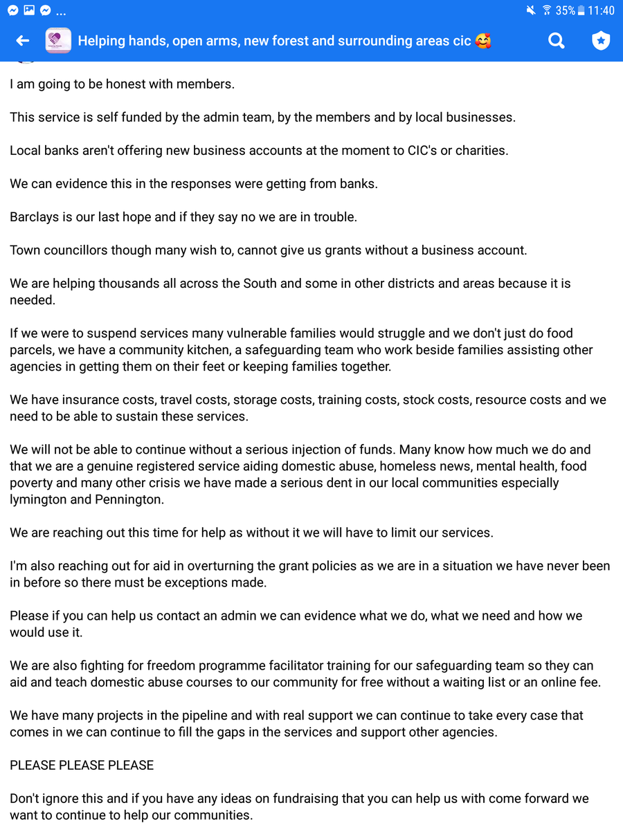 <a href="/HandsArms/">Helping Hands Open Arms New Forest And Surrounding</a>  #ENDCHILDFOODPOVERTY  #CommunitySponsorship  #community  #communitysupport #socialcarework #lymington #NewForest #Southampton #Dorset  #pleasedonate  <a href="/Barclays/">Barclays Bank</a> please help us. X