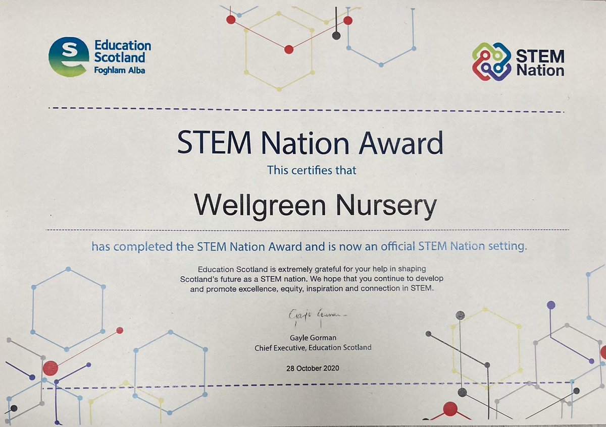 Wellgreen Nursery is absolutely thrilled to announce that we are officially a STEM Nation setting 🙌🏼 🎉 #stemnatiionaward #passionateaboutlearning #covidcantstoous