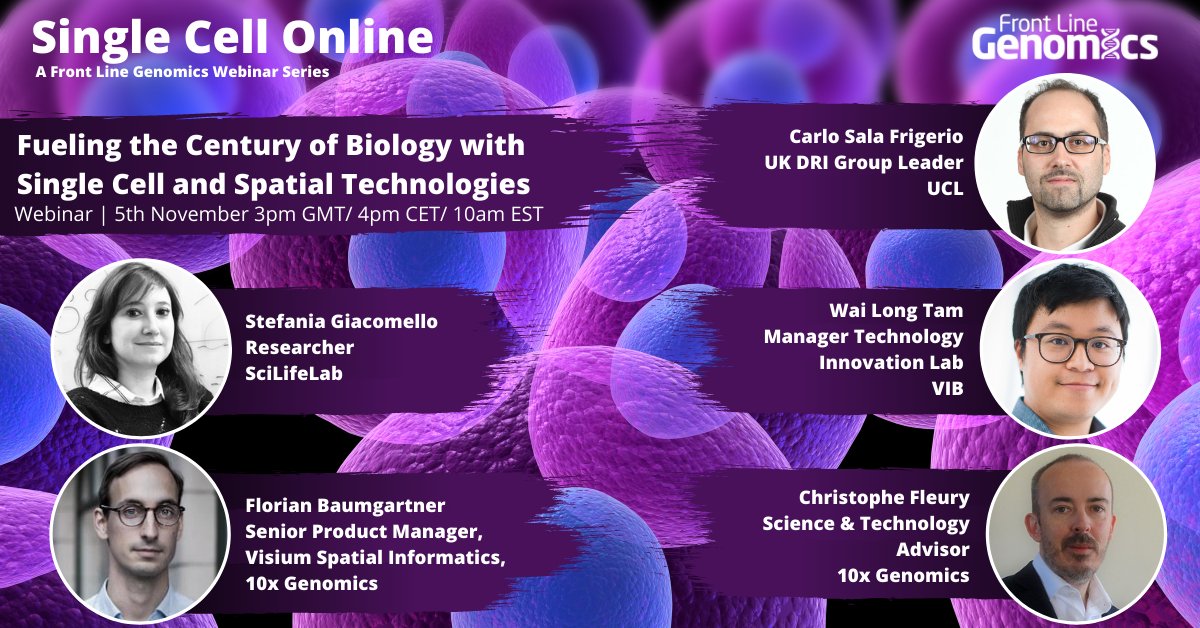 FLGenomics's tweet photo. Join us on 5th Nov for this interactive panel reviewing the landscape of #singlecell &amp; spatial technologies. They will debate the state of single cell studies, where it is heading &amp; which tech can bring us into the next era. Join #webinar here: https://t.co/Hlcyxh3NQI #genomics https://t.co/25hLGFItXg