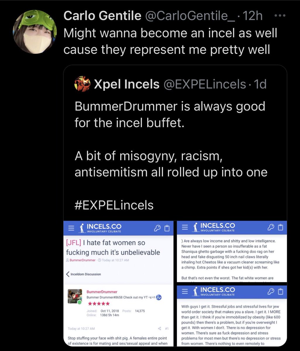 Incels have decided to drop the facade that I am cherry picking their worst posts.  #EXPELincels