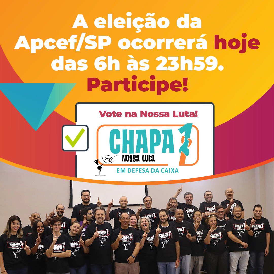 Chapa1L's tweet photo. Para a @apcefsp 

VOTE CHAPA 1 NOSSA LUTA!

#VoteChapa1NossaLuta
#EuApoioChapa1NossaLuta https://t.co/jdxOvvwf1y