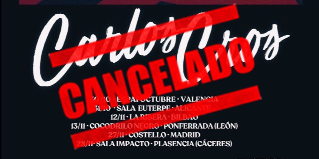 Lamentablemente la gira que teníamos para este Otoño gracias a <a href="/girandoporsalas/">Girando Por Salas</a> se vuelve a cancelar. La Primavera pasada ya tuvimos que hacerlo. Y ahora de nuevo. Las causas os las podéis imaginar. No quiero ni escribir el nombre del maldito bicharraco. Paciencia y a cuidarse.❤️