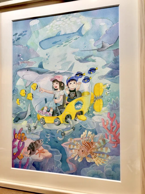 【お仕事紹介】 ご自宅に飾られる絵のご依頼です。 海の中を探検するご姉弟を描かせて頂きました。 珊瑚の森の中は、2人が大好きな海の生き物がいっぱい。 ワクワクを詰め込んだ一枚になりました。
