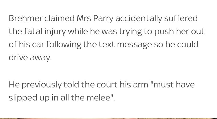 It was also reported that Brehmer had admitted manslaughter, but denied intending to kill or cause really serious harm (the necessary intention for murder), claiming that the fatal injuries were sustained “accidentally” during a “kerfuffle”.