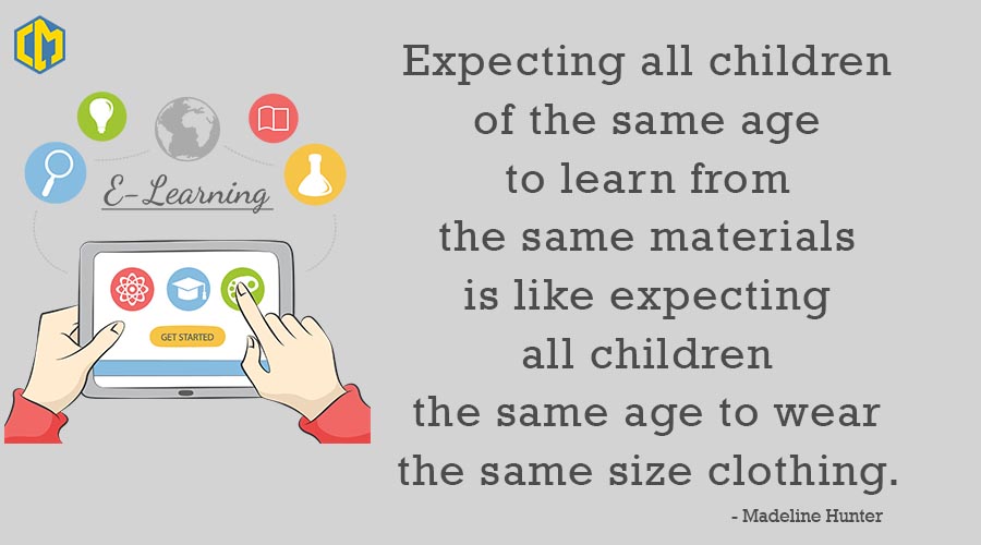 CoderMask's tweet image. E-learning; your choice
👉Expecting all children the same age to learn from the same materials is like expecting all children the same age to wear the same size clothing. –Madeline Hunter👈

#codermask #elearning #elearning2020 #skill #upgrade #Training #OnlineClass