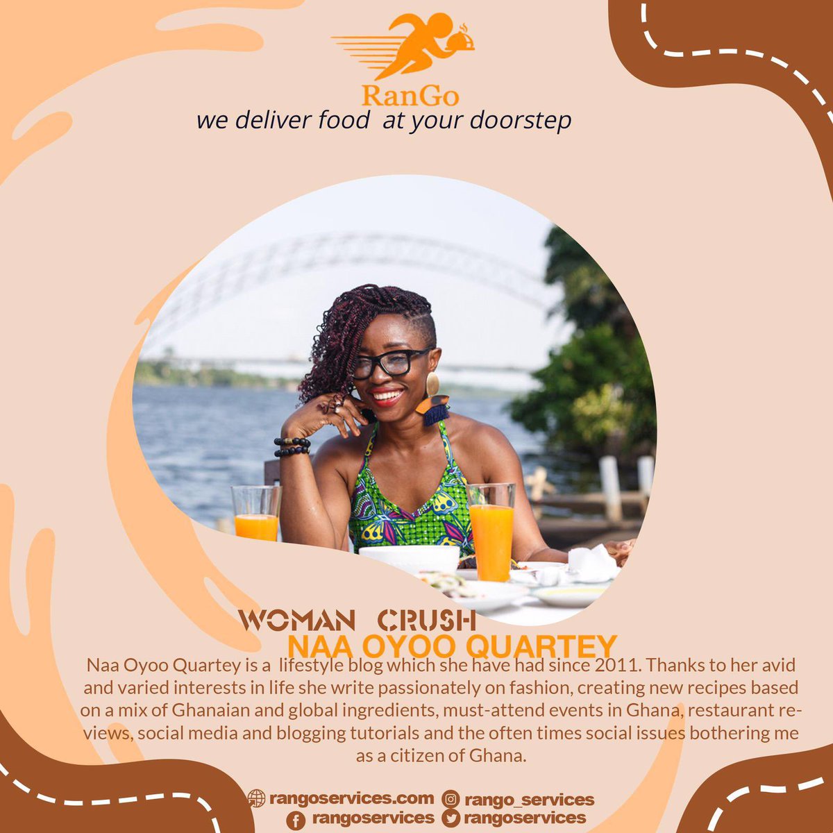 RangoServices's tweet photo. We celebrate a phenomenal woman today @OyooQuartey for her remarkable achievements. We are proud of her achievements and we wish her all the best. 

#wcw #womenempowerment #women #womeninbusiness #entrepreneurlife #entrepreneurship #enterpreneur #deliveryservice #rangoservice https://t.co/K7CXFEqKlM