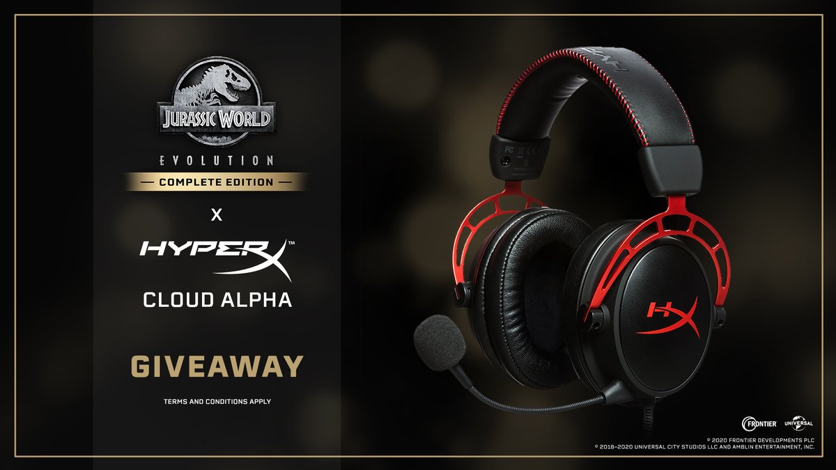 We're giving away this @HyperX Cloud Alpha headset and a copy of Jurassic World Evolution: Complete Edition! Feel like you're truly walking with dinosaurs! Click the link to find out how to enter. You have until 31 October, Park Managers! bit.ly/37IAji2