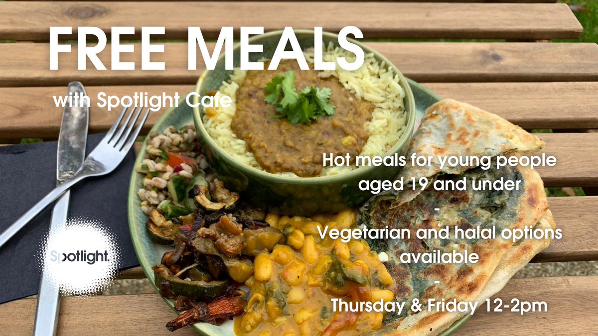 We're offering 40 FREE HOT MEALS for young people age up to 19 this Thursday and Friday 12-2pm.

The Spotlight Cafe at Lansbury Spotlight will be offering curry and lasagne over the two days.

Meals will be first come first serve, so head on down!  #endholidayhunger #towerhamlets