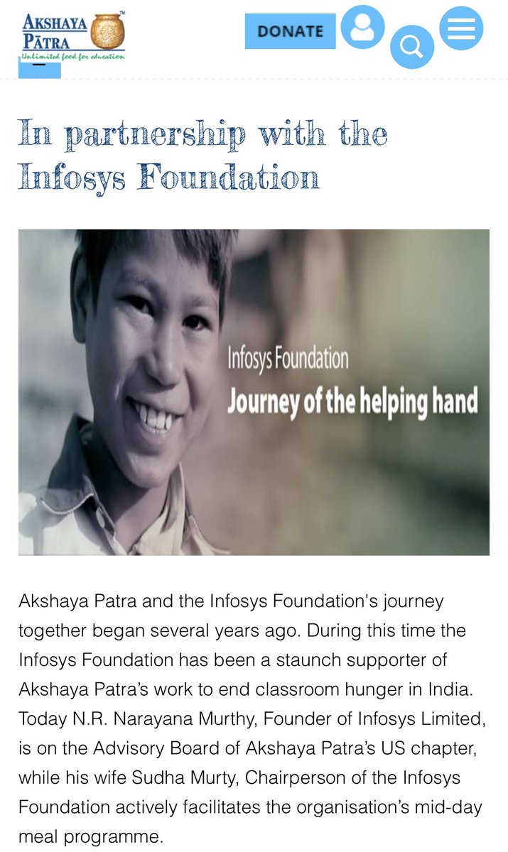 And more than that, Murthy is a supporter of an important Indian charity Akshaya Patra, which works to “end classroom poverty in India” - as is his wife Sudha, Sunak’s mother-in-law, who “actively facilitates the mid-day meal programme” (see attached). The reason I...