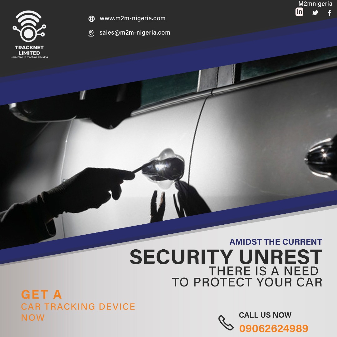 M2MNigeria's tweet photo. Now is the time to ensure that your car is safe and secured. More so, you can be able to monitor the efficiency of your car real-time and make necessary changes and measured.

Visit https://t.co/SwuxKUhUXp for more 

#cartracker #gpstracker #surveillance #trackers #carsecurity https://t.co/gmXwCllg2I