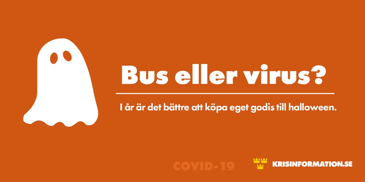 krisinformation's tweet photo. 🎃 Fira halloween med de närmaste. Läs mer hos Folkhälsomyndigheten: https://t.co/jKm7iUJcnG https://t.co/emvOcQfStR
