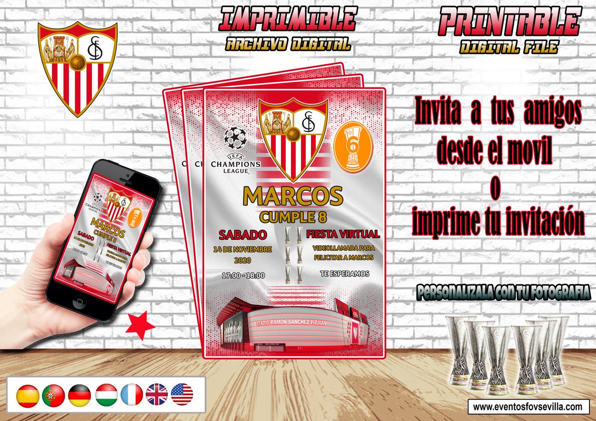 fovsevilla's tweet photo. #Sevillahoy #SevillaFCRennes #sevillafc #Futbol #invitaciones #cumpleaños #confinamiento https://t.co/u38XKLqmzz