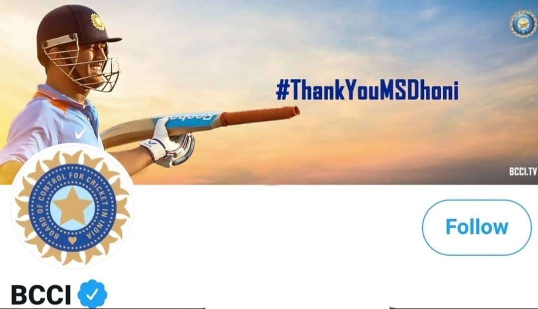 Cover picture of @BCCI ❤️ 
#ThankYouMSDhoni