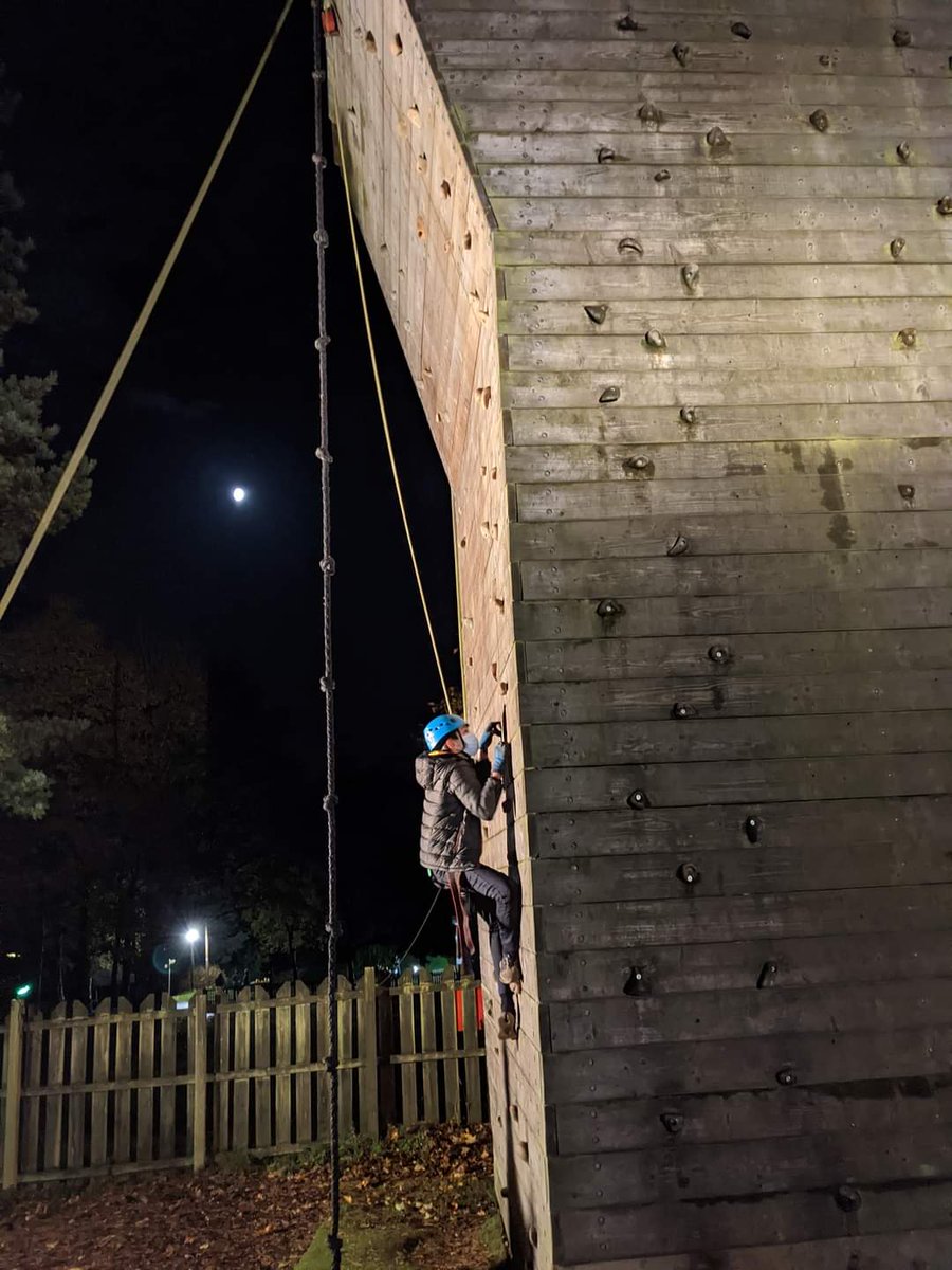 RosythScouts's tweet photo. Our Merlin Explorer Scouts from Dalgety Bay were climbing high last night @ScoutsScotland @scoutadventures Fordell Firs. The floodlights make the tower overhang even more formidable and the vertical ladder ascent seem endless! https://t.co/WLn1LTNUbw