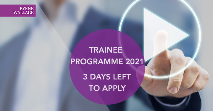Considering applying for the @ByrneWallace Trainee Solicitor Programme? 3 days to go until the deadline for applications. Apply now, https://t.co/tPacorIPDs #law #BWTrainee #career #solicitor https://t.co/50joja64g3