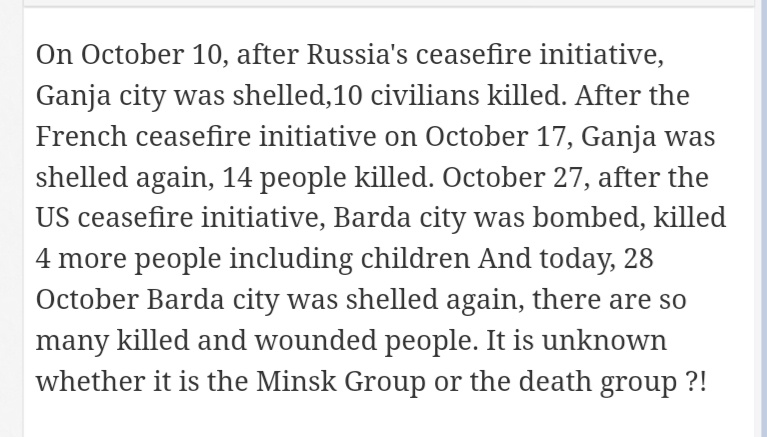 herrguliyev's tweet photo. Today 21 civilians were killed, more than 70 were wounded by the result of Armenian terrorism in Barda city - that located outside of the conflicted area. When are you going to open your eyes and say stop to #Armenianterrorism?!
@UN @UNICEF @guardian @BBC
@FoxNews @SkyNews https://t.co/8i1jS9mgQG