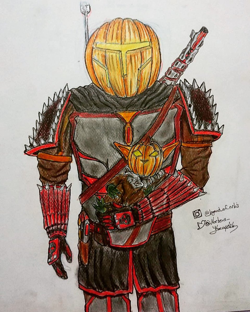 🎃 The Pumpkin Mandalorian and Pumpkin Baby Yada 🎃 
#Halloween 

#mandalorian 
#StarWars