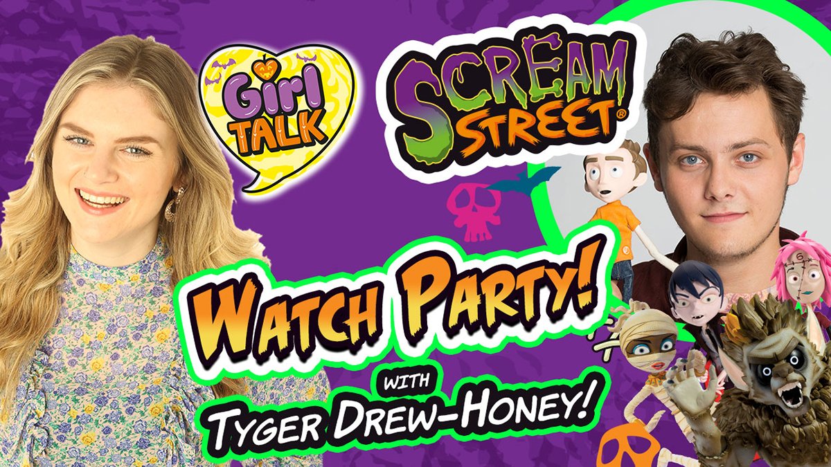 Join us at 5pm on the 29th October for an exclusive <a href="/ScreamStreet/">Scream Street 😱</a> watch party on our YouTube channel GirlTalkWorld!  🥳 👻

Watch along LIVE with star of the show <a href="/tyger/">Tyger Drew-Honey</a> and hear all the behind the scenes secrets!