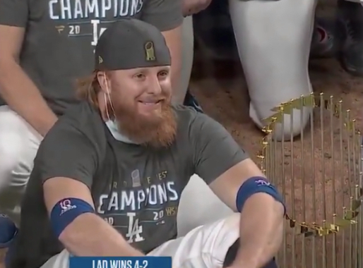 Hoopsatduke's tweet photo. This really is the defining photo of 2020. I got COVID. I'm going to be fine. Fuck everyone else. #justinturner https://t.co/NjoGhKzntQ