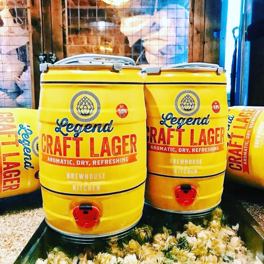 YOU ASKED, WE ANSWERED! Legend Lager mini kegs HAVE ARRRRRIVED 🙌🏼 Pick up one of these bad boys now at your local B&amp;K for 5 litres of deliciousness 🍻 Also available to order online at shop.brewhouseandkitchen.com