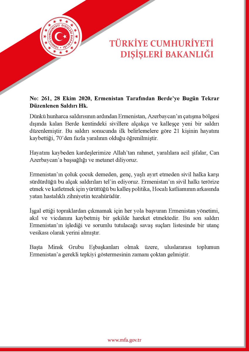 TC_Disisleri's tweet photo. Ermenistan Tarafından Berde’ye Bugün Tekrar Düzenlenen Saldırı Hk. https://t.co/iF2r2byErr https://t.co/VAbrAMsIPR