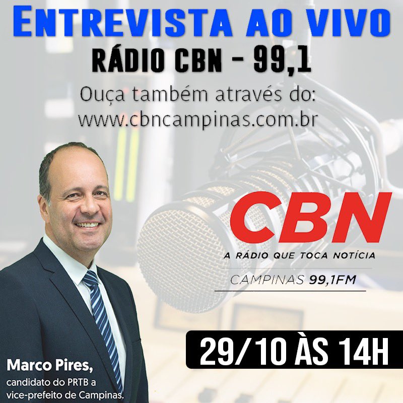 ParadaRogerio's tweet photo. Amanhã pela manhã tenho uma entrevista na rádio CBN..
Estarei ao vivo às 9h30, nos acompanhe pelo 99,1 FM ou ouça ao vivo pelo site: https://t.co/1KersF5hih
A mudança em Campinas é o voto 28!
*Acompanhe meu vice também na CBN às 14h!*
#parada28 #soudedireita #soudireito https://t.co/j96W3dHbq3