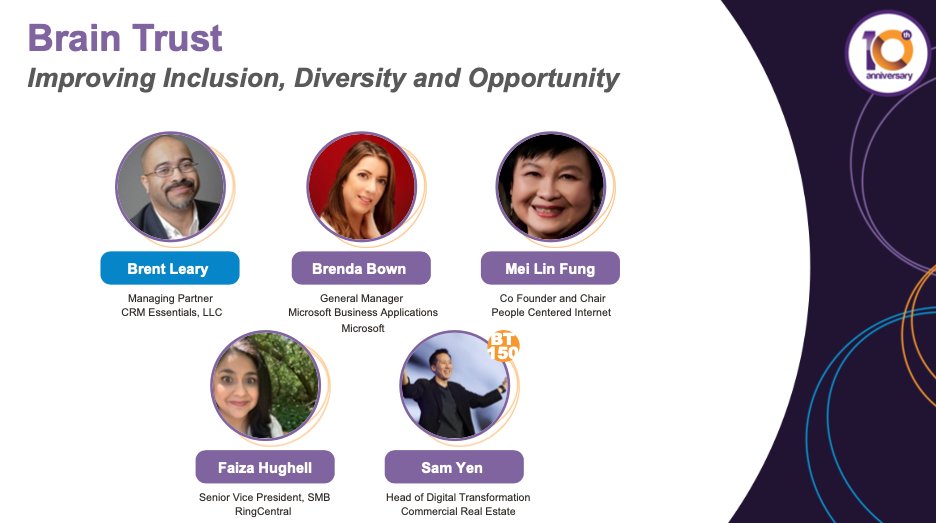 Right now! Brain Trust: Improving Inclusion, Diversity, and Opportunity with @BrentLeary, @meilinfung of @PCI_Initiative, Faiza Hughell of @RingCentral, @brendabown of @Microsoft & @UXSamYen of @Chase #CCE2020