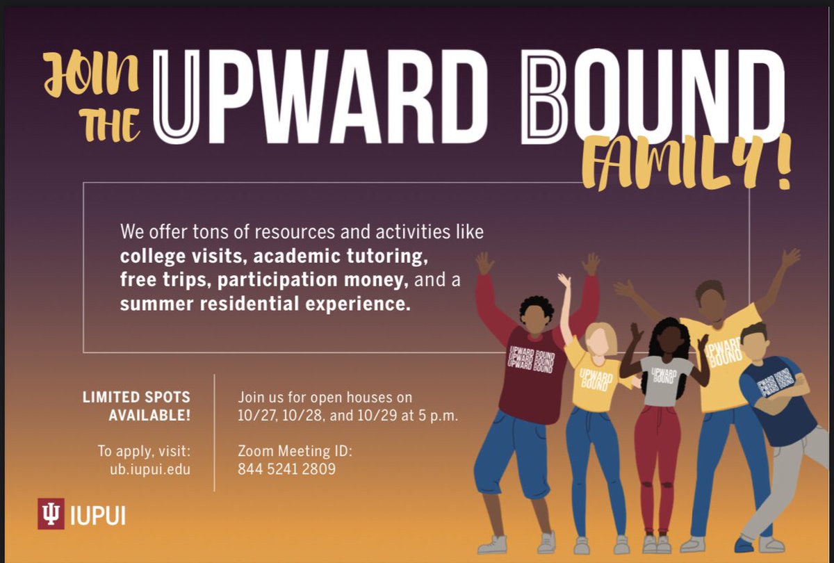 IUPUI_UB's tweet photo. Interested in learning more about the Upward Bound program? Come to our open house today! https://t.co/jQZkhwCNsQ