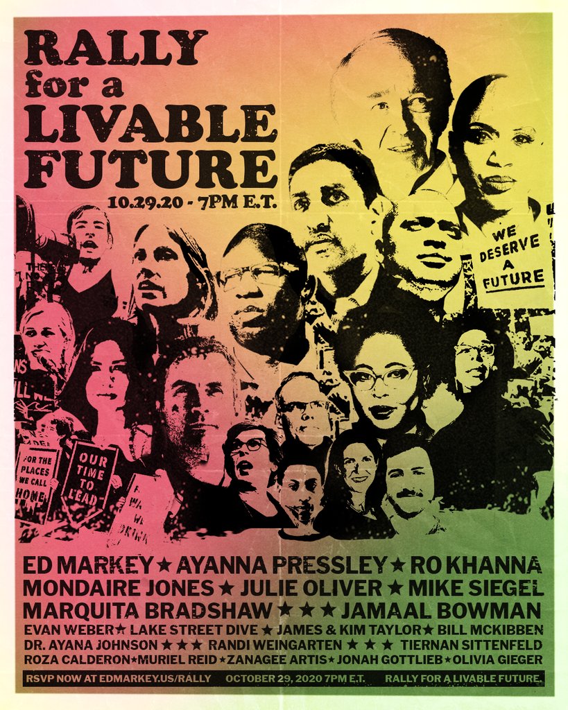 Tomorrow night we will livestream a historic Rally for a Livable Future with political leaders, activists, musicians, and organizers who are committed to passing a Green New Deal. Sign up to join us at  http://edmarkey.us/rally&nbsp; and learn about our incredible guests below.