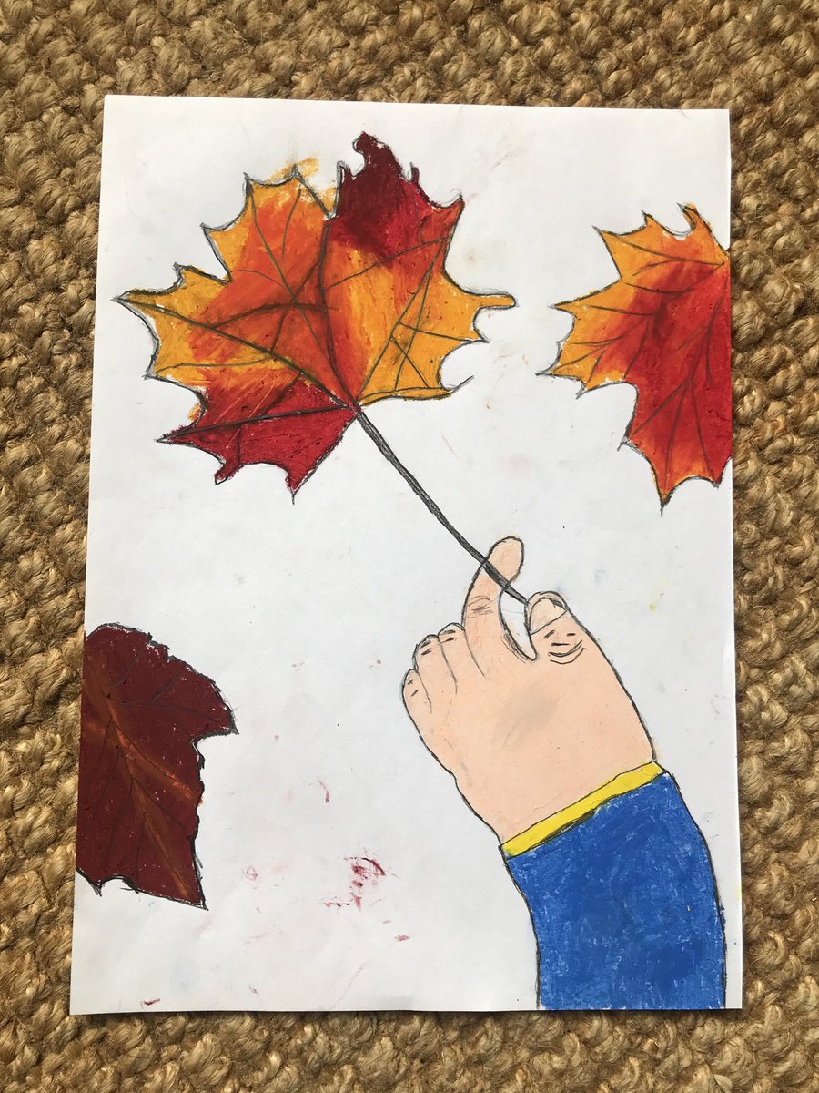 AldroSchool's tweet photo. With Autumn swirling all around us, the colourful leaves have inspired Elliot to create this beautiful vibrant, joyful drawing, using carefully blended oil pastels. #halftermart  #artforfun https://t.co/I4qvvCEAJp