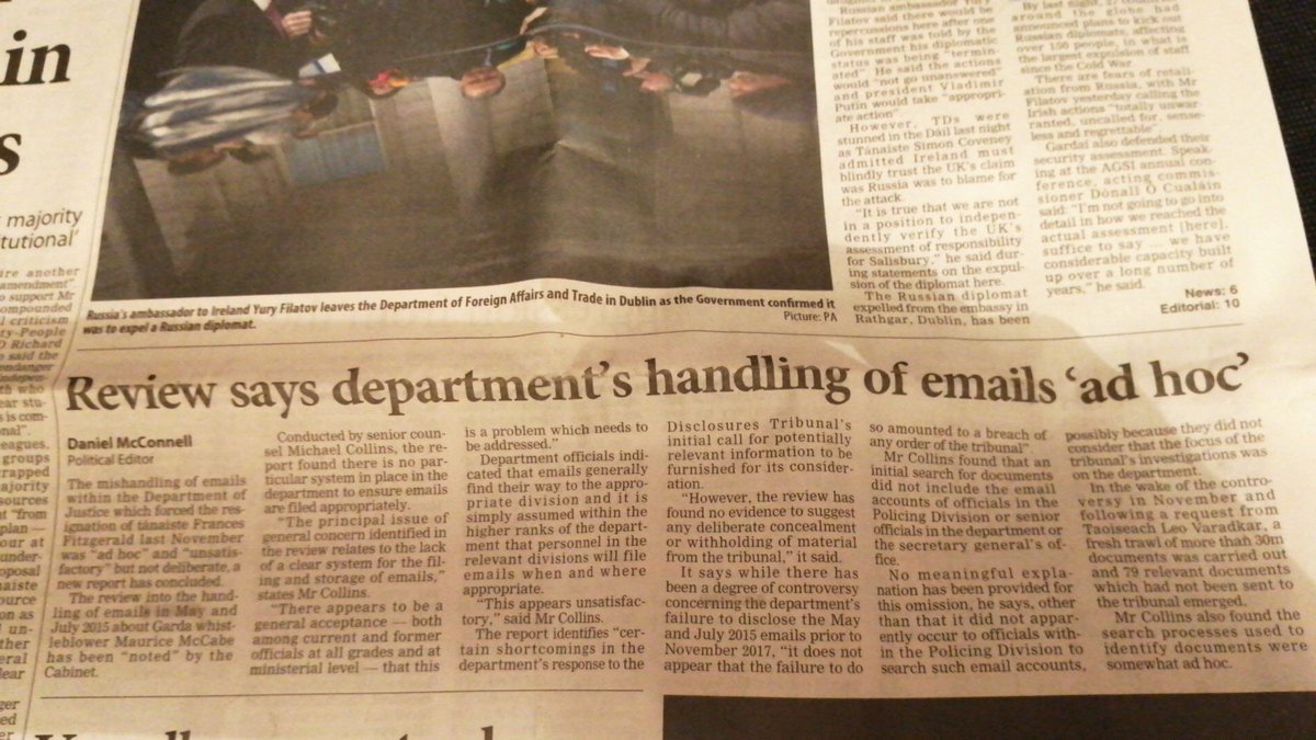 <a href="/LNBDublin/">Lynn Boylan 🍷📖🐾</a> Absolutely outrageous but as someone who worked under department of Justice for 25 years until they retired me for being a proven #whistleblower, I am not surprised. Remember this is the Department only recently described as "dysfunctional" &amp; their handling of emails as "ad hoc"
