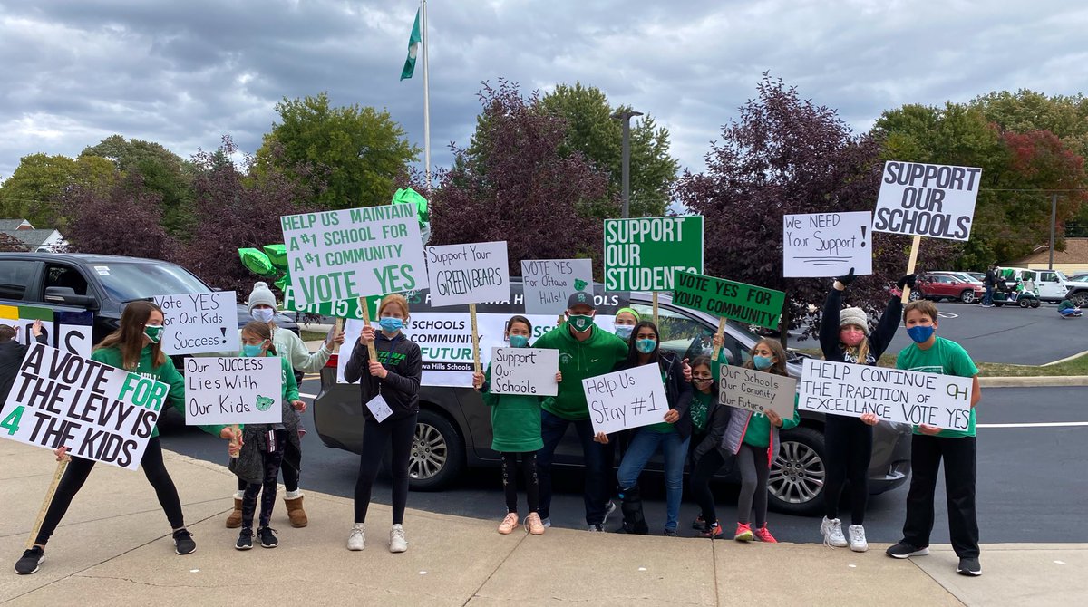 AdamFineske's tweet photo. We 💚 our @ohschools kids!  So proud of the many students who helped lead and be part of the @VoteYesOH Issue 15 &amp; 16 campaign! Please support our schools...our community...and our future! ✅ https://t.co/C2AAgI9rDw