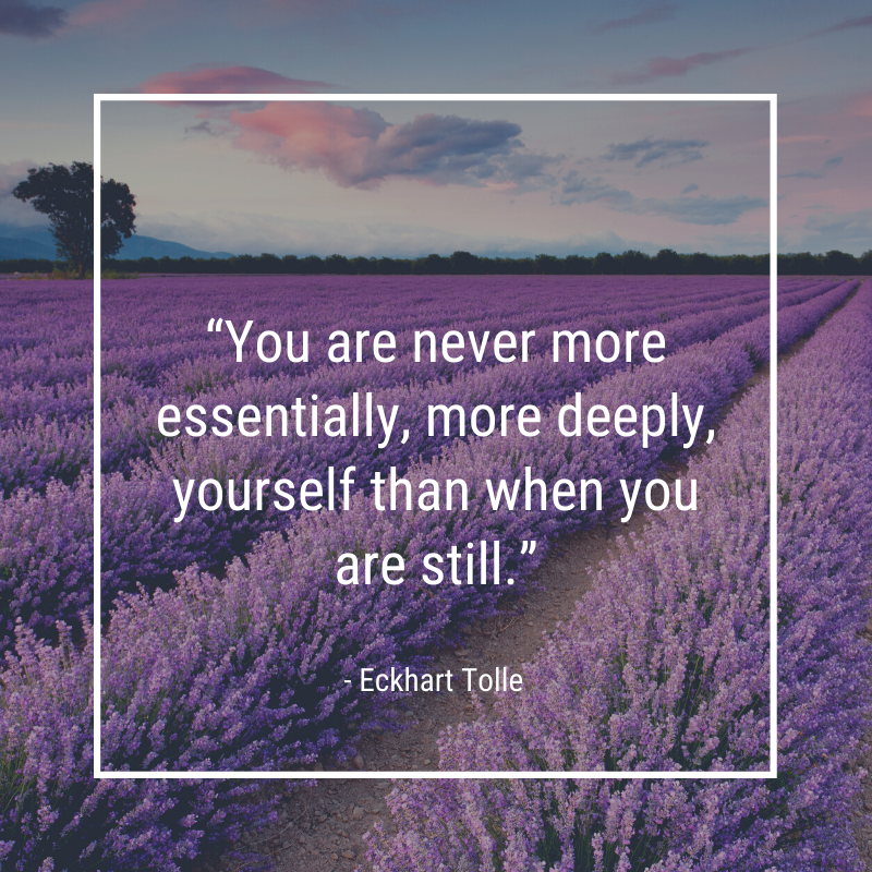 “You are never more essentially, more deeply, yourself than when you are still.” - Eckhart Tolle