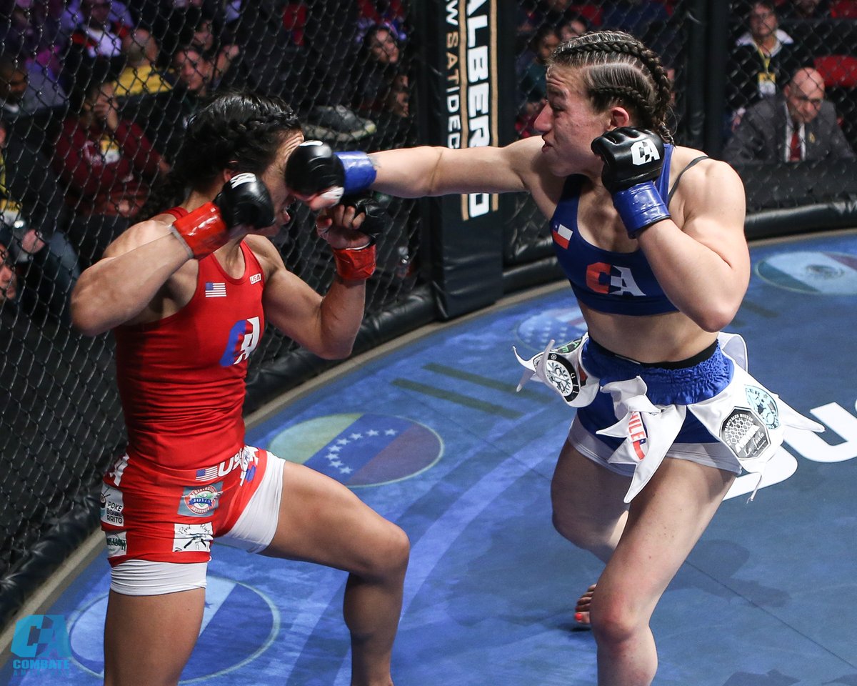 combateglobal's tweet photo. Meet Caroline "Taz" Gallardo. The strawweight fighter from Chile made her debut with Combate last year in #CombateReinas & 3/4 of her victories have come via (T)KO or Submission. Round of applause for Caroline 👏
#CombateAmericas
#FemaleFighterWednesday https://t.co/9fxKUH4YQI