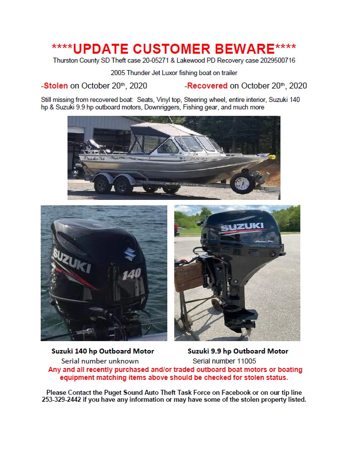 PugetSoundATTF's tweet photo. Buyer Beware!!! Attention Boat Owners & Buyers! #psatt #boattheft #motortheft #suzuki #yamaha #thurstoncounty #piercecounty #kingcounty https://t.co/ymmTsjuR8j