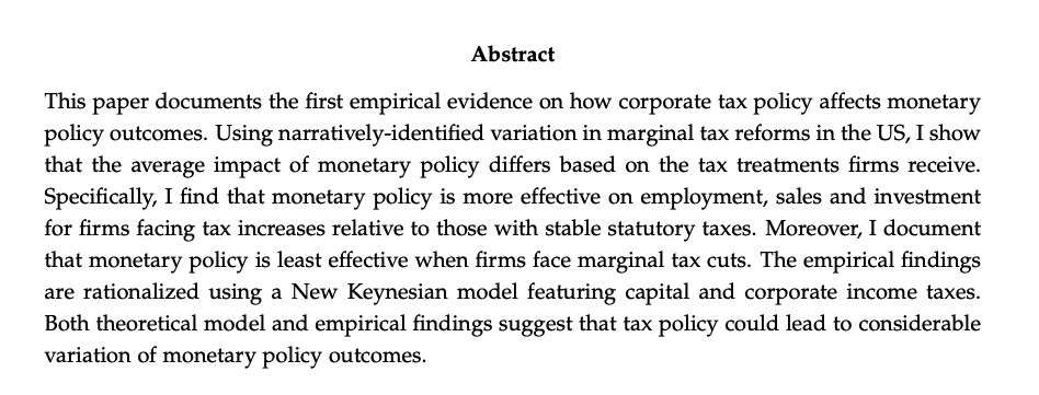 Ezgi KurtJMP: "The Role of Corporate Tax Policy on Monetary Effectiveness: A Quasi-Experimental Approach"Website:  https://ezgikurt.weebly.com/ 