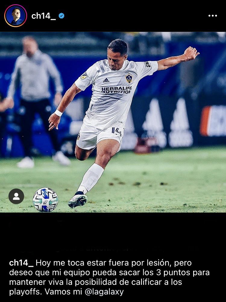 AlertasDeportiv's tweet photo. Javier “Chicharito” Hernández @CH14_ informa que no podrá participar con el @LAGalaxy en el encuentro de hoy ante @TimbersFC debido a una lesión #MLS https://t.co/6pUCY8DDth