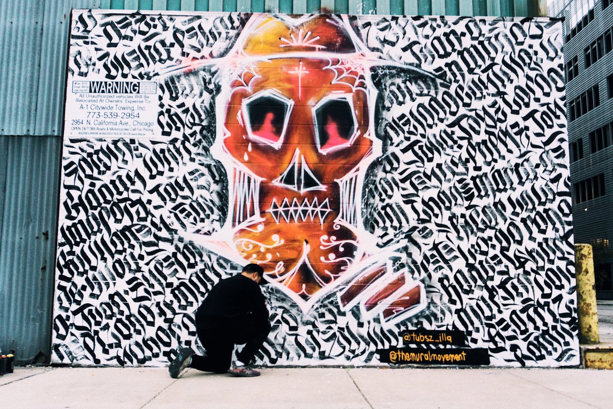sterlingbay's tweet photo. In honor of #DiadeLosMuertos, #TheMuralMovement and local street artist @Tubsz1 have created a new #FultonMarket mural on #SterlingBay’s 1300 W Carroll featuring the names of 25 Chicagoans who lost their lives to COVID-19. https://t.co/19grsp2AYw