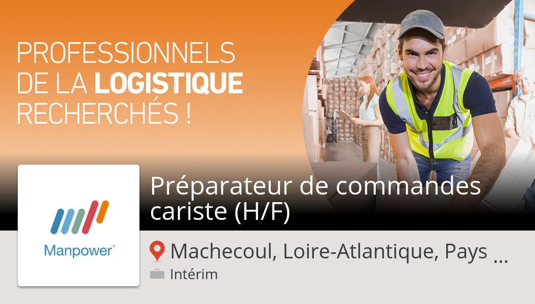 Découvrez ce #job: Préparateur de #commandes #cariste (H/F) chez #ManpowerFrance Machecoul, Loire-Atlantique, Pays de ... workfor.us/manpowerfrance…