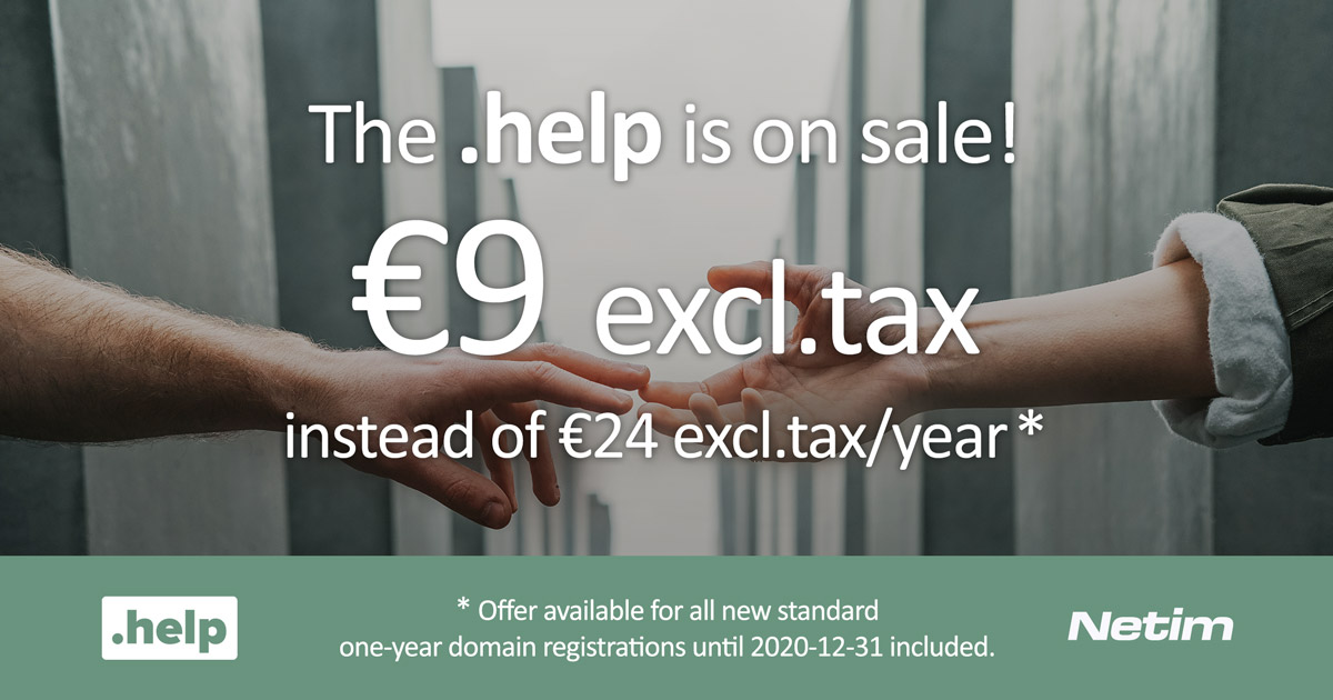 Netim_com's tweet photo. #DISCOUNT ! Until the end of 2020, the .CLICK .LINK .PHOTO .PICS &amp; .HELP extensions of the UNR registry are on sale! 

https://t.co/q1epOYpvGi 

#domainname #domainnames #domain #discount #gooddeal #newgtlds @UNRcorp https://t.co/c2U4cqgHyJ