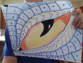 5th Grade students created dragon eyes in an online Art lesson. <a href="/kfinkART/">RoundHill ART class</a> <a href="/RoundHillES/">Round Hill Elem</a>