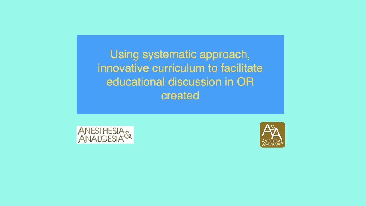 Approach innovative curriculum to facilitate educ discussion in OR. The “e-journal club”  based on structured topic outline-provided primary lit &amp; relevant resources for educ discussion of topics. <a href="/DanWalshMD/">Dan Walsh</a> <a href="/saraeneves/">Sara Neves</a> <a href="/JohnMitchell051/">John Mitchell</a>  <a href="/BIDMCAnesthesia/">BIDMC Anesthesia, Critical Care and Pain Medicine</a> journals.lww.com/aacr/Fulltext/…