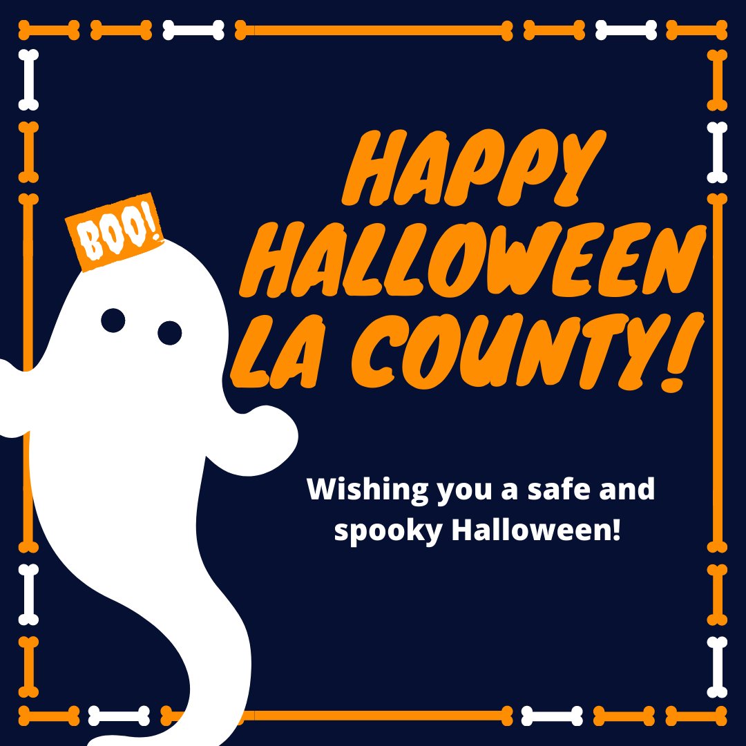 LACountyAD's tweet photo. Happy Halloween LA County!! Celebrate with some #SpookyAndSafe activities:
๐ Online pumpkin carving or costume contest
๐ Car parade
๐บ Watch your favorite scary movie at a drive in
๐ป Decorate your haunted house https://t.co/EODsF3fpWx