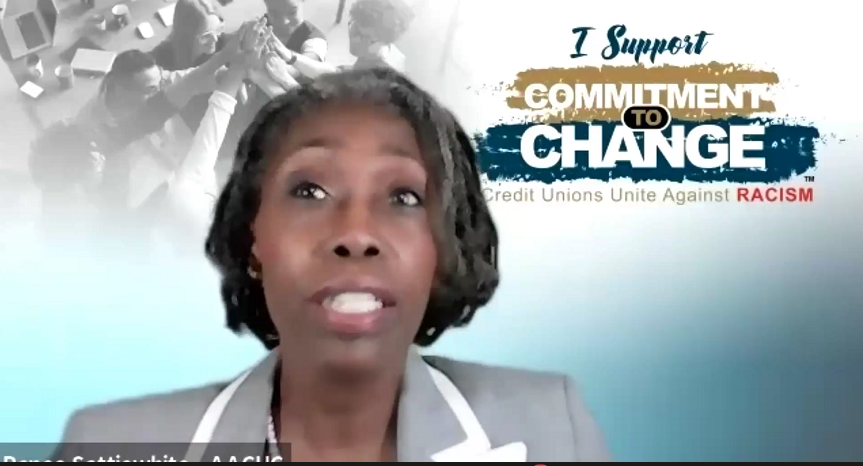 InclusivCDCUs's tweet photo. .@AACUC1 President/CEO Renee Sattiewhite: "Our cooperative principles, credit union motto, 'not for profit, not for charity but for service' and the credit union philosophy of people helping people provide the agreed upon tenets to help us eradicate racism." #CDCUCon2020 https://t.co/w4027vT4sl