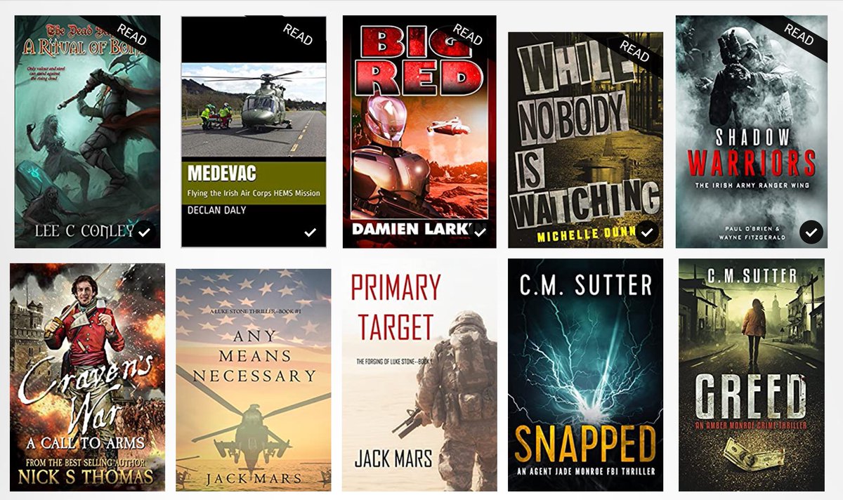 kforfitz_Wayne's tweet photo. A great collection of authors on my #kindle at the moment - including #Medivac #BigRed #WhileNobodyIsWatching #ShadowWarriors &amp; my current &amp; next read #ARitualOfBone &amp; #CravensWar #WritingCommunity #books #reading #wellbeing https://t.co/YbDOZnlNv5
