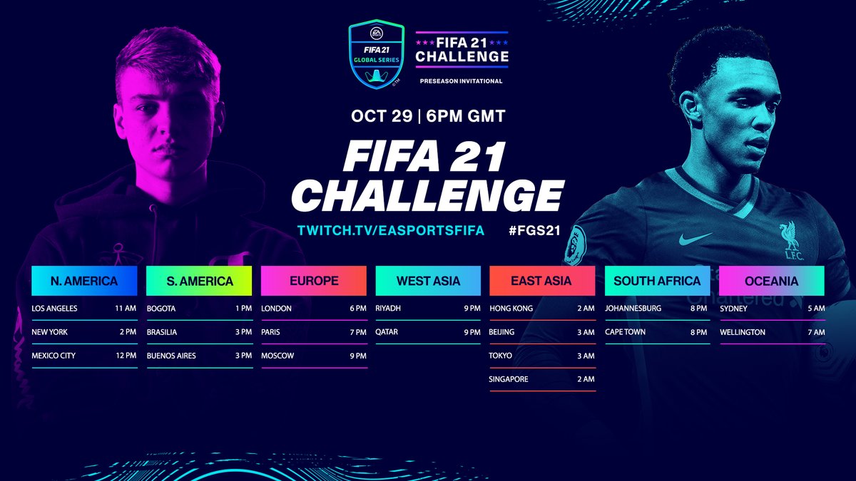 EA FIFA esports on Twitter: "🌎⏰🎮⚽️ Don't miss the #FIFA21 Challenge live 🔴 on Twitch and YouTube. Details ➡️ https://t.co/2siyfYZ2VB… "